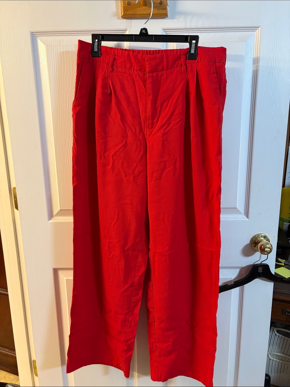 Women’s Red Wide leg Pleated Casual Pants